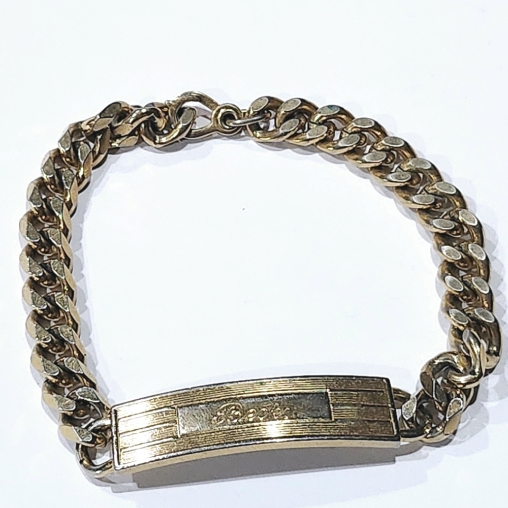 Vintage Speidel Name ID Bracelet Enbgraved Becky, Gold Tone Chain